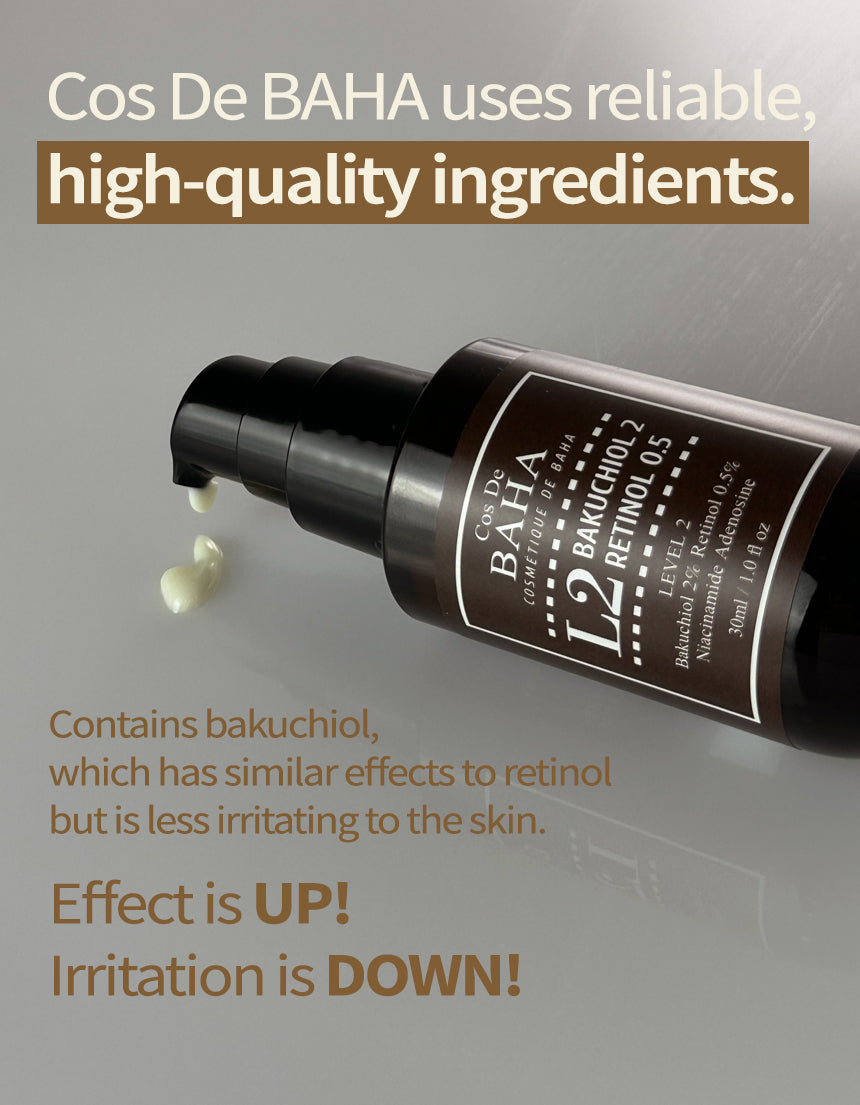 Cos De BAHA L2 Bakuchiol 20,000ppm Retinol 0.5% Vitamin A Ampoule Serum 30ml