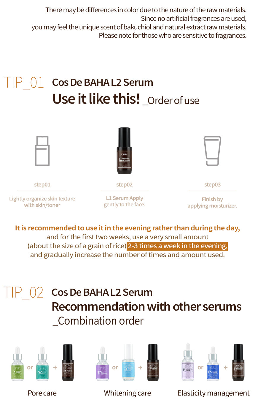 Cos De BAHA L2 Bakuchiol 20,000ppm Retinol 0.5% Vitamin A Ampoule Serum 30ml