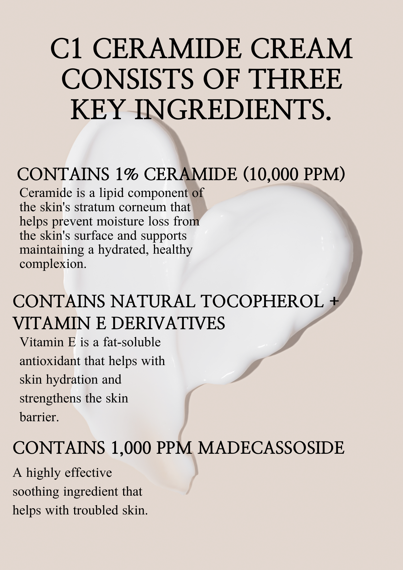 Cos De BAHA Ceramide 1% Vitamin E High Absorption Moisturizing Cream for Sensitive Dry Skin 45ml